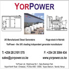 YorPower Kenya was established in 2002. From our headquarters in Nairobi we sell Diesel Generators manufactured by our parent company,